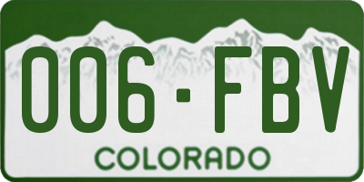 CO license plate 006FBV