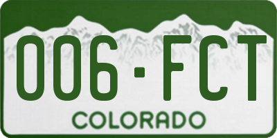 CO license plate 006FCT