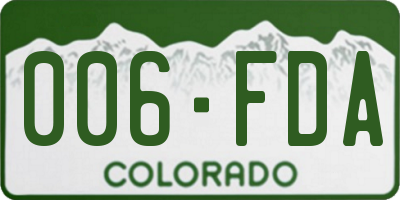 CO license plate 006FDA