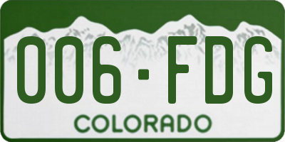 CO license plate 006FDG