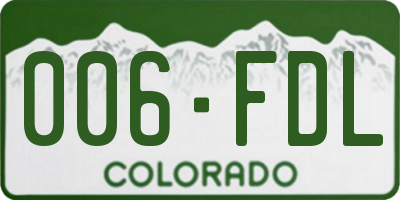 CO license plate 006FDL