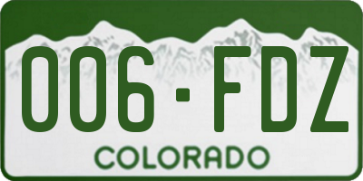 CO license plate 006FDZ