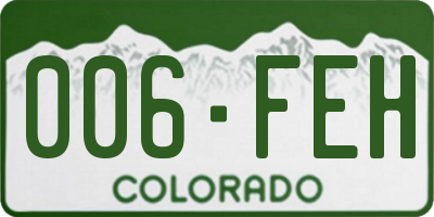 CO license plate 006FEH