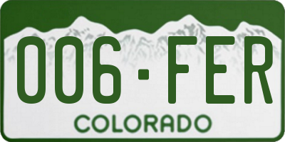 CO license plate 006FER