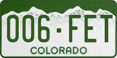 CO license plate 006FET