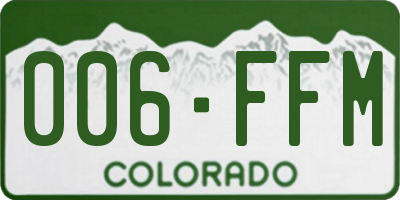 CO license plate 006FFM