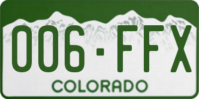 CO license plate 006FFX