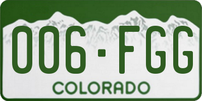 CO license plate 006FGG