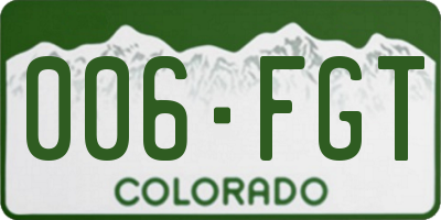 CO license plate 006FGT