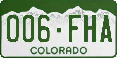 CO license plate 006FHA