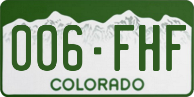 CO license plate 006FHF