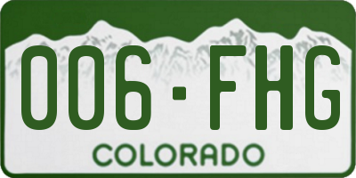 CO license plate 006FHG