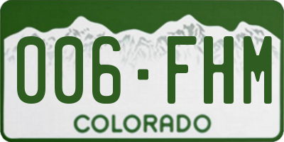 CO license plate 006FHM