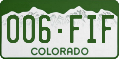 CO license plate 006FIF