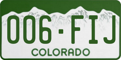CO license plate 006FIJ