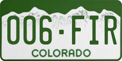 CO license plate 006FIR