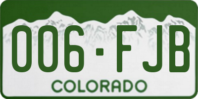 CO license plate 006FJB