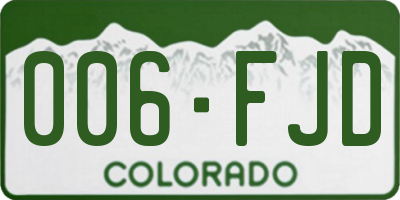 CO license plate 006FJD