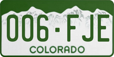CO license plate 006FJE