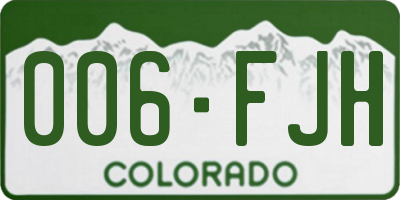CO license plate 006FJH
