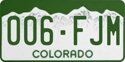 CO license plate 006FJM