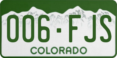 CO license plate 006FJS