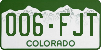 CO license plate 006FJT