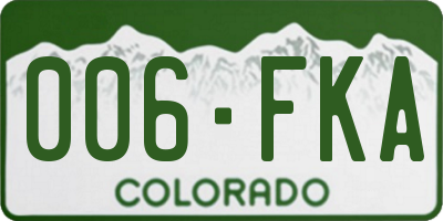 CO license plate 006FKA