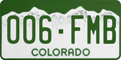 CO license plate 006FMB