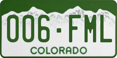 CO license plate 006FML