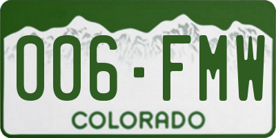 CO license plate 006FMW