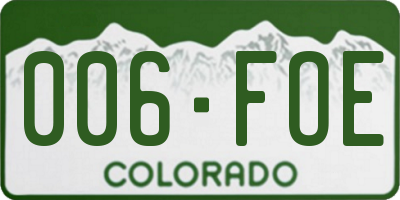 CO license plate 006FOE