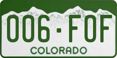 CO license plate 006FOF