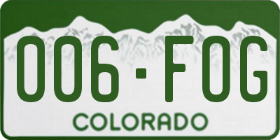 CO license plate 006FOG
