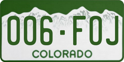 CO license plate 006FOJ