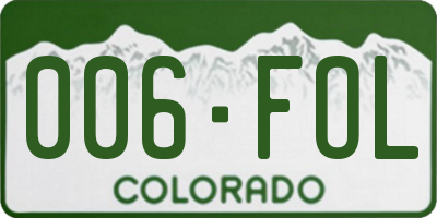 CO license plate 006FOL