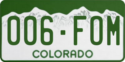 CO license plate 006FOM