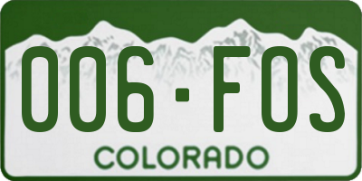 CO license plate 006FOS
