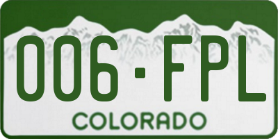 CO license plate 006FPL