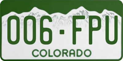 CO license plate 006FPU