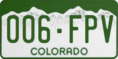 CO license plate 006FPV