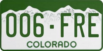 CO license plate 006FRE