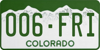 CO license plate 006FRI
