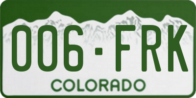 CO license plate 006FRK