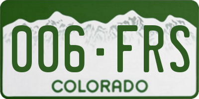 CO license plate 006FRS