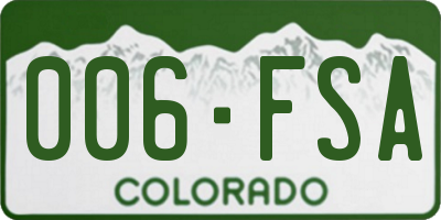 CO license plate 006FSA
