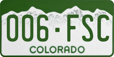 CO license plate 006FSC
