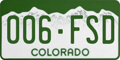 CO license plate 006FSD