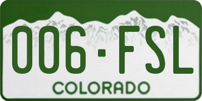 CO license plate 006FSL
