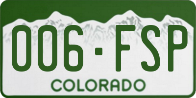 CO license plate 006FSP